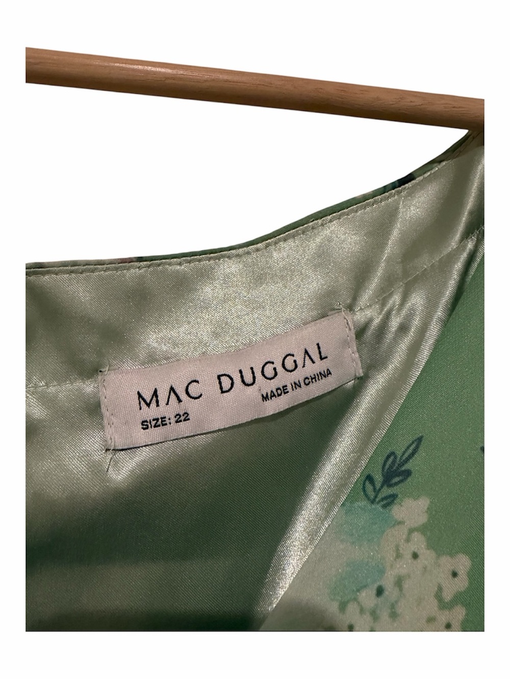 Mac Duggal Floral Tiered Maxi Dress Green Size 22 Chiffon Ruffles A Line 68257 - Picture 9 of 9